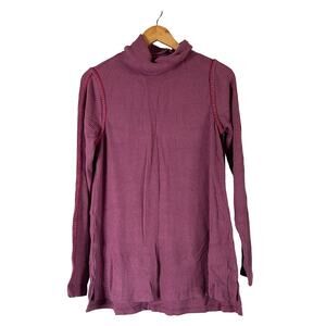 A625857 DENIM & CO Canyon Retreat Step Hem Long Sleeve Top Antique Rose S